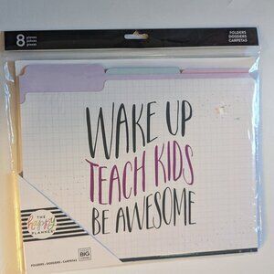 NWT Back to School Happy Planner Teacher Wake Up Teach Be Awesome 8pc Folder Set